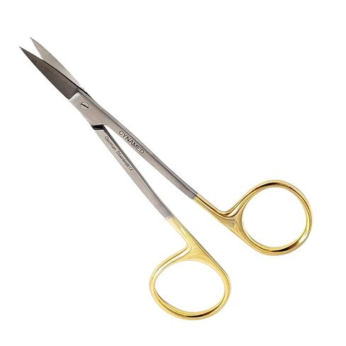 Premium German -Scissors 4.5 inch LaGrange Double Curved Gold Plated Handle Dental ENT Eye Derma with Tungsten Carbide Inserts -Cynamed in Kuwait