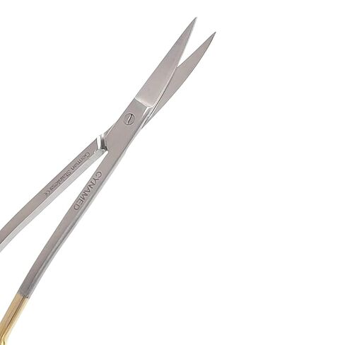 Premium German -Scissors 4.5 inch LaGrange Double Curved Gold Plated Handle Dental ENT Eye Derma with Tungsten Carbide Inserts -Cynamed in Kuwait