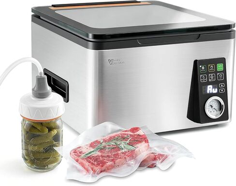 جهاز تفريغ الهواء للغرفة مقاس 12 بوصة من Vesta Precision، وقت تفريغ تلقائي ذكي، نظام سهل التنظيف، مضخة من الدرجة التجارية، غرفة عميقة للسوائل واللحوم وبرطمانات ماسون والفيديو السوس، V553 in Kuwait