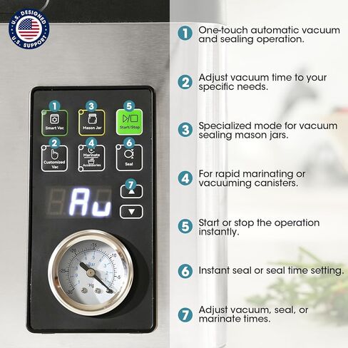 جهاز تفريغ الهواء للغرفة مقاس 12 بوصة من Vesta Precision، وقت تفريغ تلقائي ذكي، نظام سهل التنظيف، مضخة من الدرجة التجارية، غرفة عميقة للسوائل واللحوم وبرطمانات ماسون والفيديو السوس، V553 in Kuwait