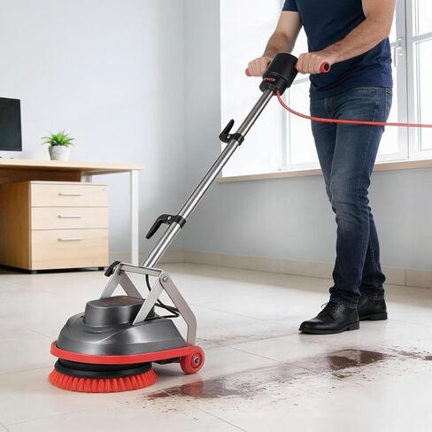 VEVOR Commercial Floor Scrubber Machine, Heavy Duty Floor Cleaner Polisher with 2 Wheels, Professional Electric Carpet Buffer, Max 1900 RPM, 43 FT Cord, 3 Pads & 3 Brushes - All Floor Surfaces in Saudi Arabia