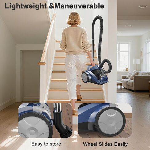 مكنسة كهربائية أسطوانية بقوة 45 كيلو باسكال، مكانس كهربائية بدون اكياس للمنزل مع 5 أدوات، كوب غبار 4.5 كيو تي، فلتر هيبا مزدوج، مكانس كهربائية خفيفة الوزن متعددة الأسطح للسجاد والأرضيات الصلبة وشعر الحيوانات الأليفة in Kuwait