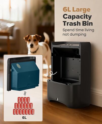 مكنسة كهربائية أوتوماتيكية بدون لمس من LyriFine Pro، مكنسة كهربائية للشعر بقوة 20 كيلو باسكال، سريعة جدًا وقوية لصالونات التجميل وأغذية شعر الحيوانات الأليفة، وأجهزة استشعار تلقائية، مكنسة كهربائية ذات سعة كبيرة 6 لتر، بدون كيس، وضعين in Kuwait