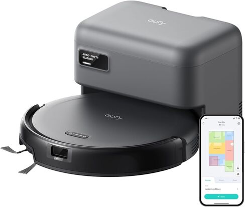 eufy Like-New C10 Robot Vacuum Self Emptying, 8 Weeks Hands Free, Advanced Smart Mapping with LiDAR Navigation, 2.85-Inch Slim Design, Powerful Suction, Edge Expansion Brush for Pet Hair（Renewed） in Saudi Arabia