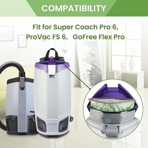 20 حزمة من أكياس الظهر 107314 المتوافقة مع مكنسة الظهر ProTeam 6 QT الكهربائية، لـ Super Coach Pro 6، GoFree Flex Pro، ProVac FS 6 in Kuwait