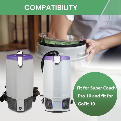 20 حزمة من أكياس الظهر 107313 المتوافقة مع مكنسة الظهر ProTeam 10 QT الكهربائية، لـ Super Coach Pro 10، لـ GoFit 10، قطعة بديلة #107313 ياقة مثلثة مفتوحة in Kuwait