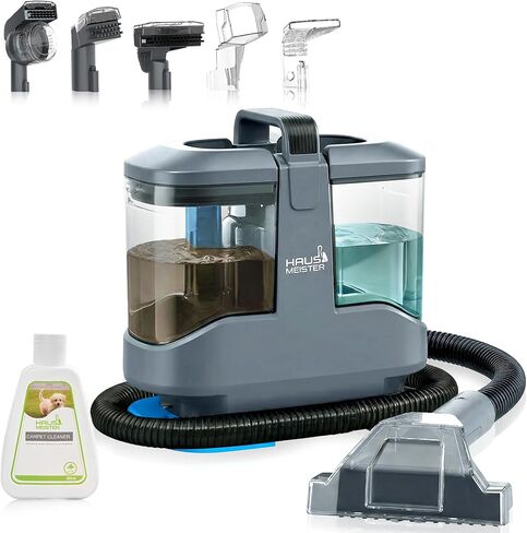 منظف ​​السجاد المحمول Hausmeister Hydroflex Pro ومزيل بقع الحيوانات الأليفة، آلة تنظيف بقع التنجيد للأريكة، الجزء الداخلي للسيارة، مكنسة تنظيف عميقة مع خزان مزدوج 1500 مل ونظام التنظيف الذاتي in Kuwait