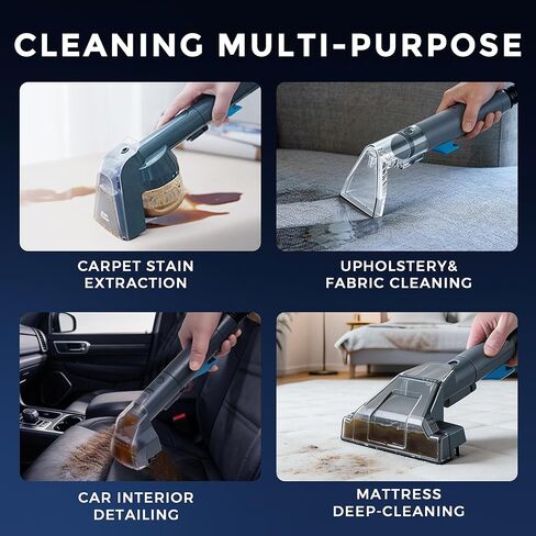 منظف ​​السجاد المحمول Hausmeister Hydroflex Pro ومزيل بقع الحيوانات الأليفة، آلة تنظيف بقع التنجيد للأريكة، الجزء الداخلي للسيارة، مكنسة تنظيف عميقة مع خزان مزدوج 1500 مل ونظام التنظيف الذاتي in Kuwait