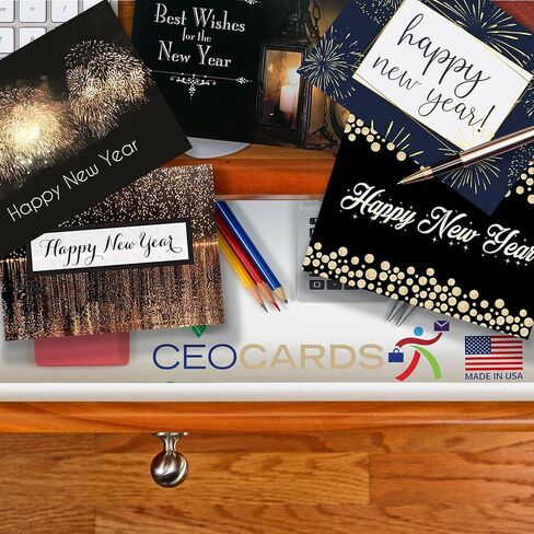 New Years Cards for Business & Family (Variety Pack - Gold) Bulk Greeting Card Set Pack of 25 Happy New Year Cards with Envelopes for 2025 (5x7 inch) Great for Office, Work Employees & Clients VP1505 in Kuwait