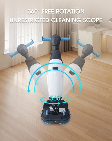 17" Commercial Floor Scrubber Machine with Double Brush Disc Battery-Powered Multi-Functional Floor Buffer Machine 360°Rotation,10700 sqft,350 RPM Motor,1-Gal Tank in Saudi Arabia