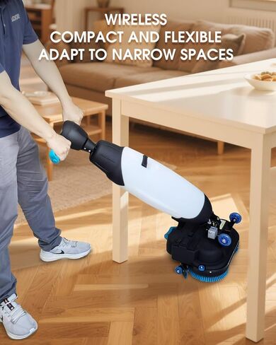17" Commercial Floor Scrubber Machine with Double Brush Disc Battery-Powered Multi-Functional Floor Buffer Machine 360°Rotation,10700 sqft,350 RPM Motor,1-Gal Tank in Saudi Arabia
