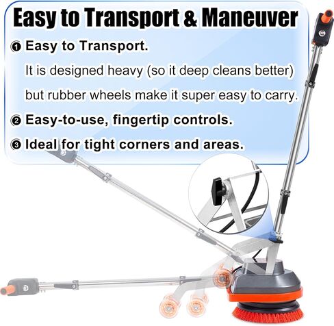 15" Floor Buffer Machine, Commercial Floor Scrubber Machine with Brushes and Pads, Heavy Duty Floor Cleaner and Polisher- Deep Clean and Polish Your Floors with Ease in Kuwait