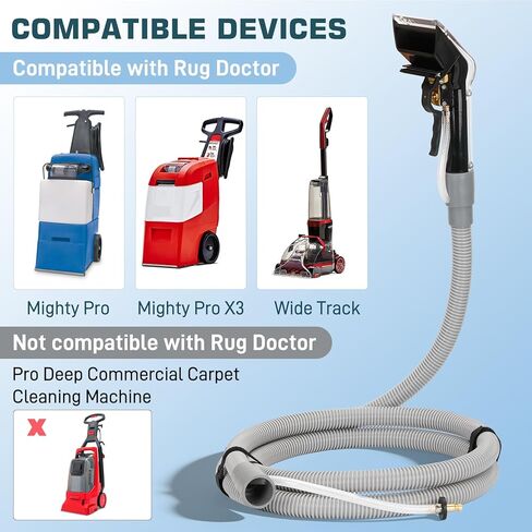 Universal Upholstery Tool Attachment with 12-ft Hose, Compatible with Rug Doctor Mighty Pro & X3 Commercial Carpet Cleaners, for Upholstery, Stairs, Rugs, Mattresses & Spot Cleaning in Kuwait