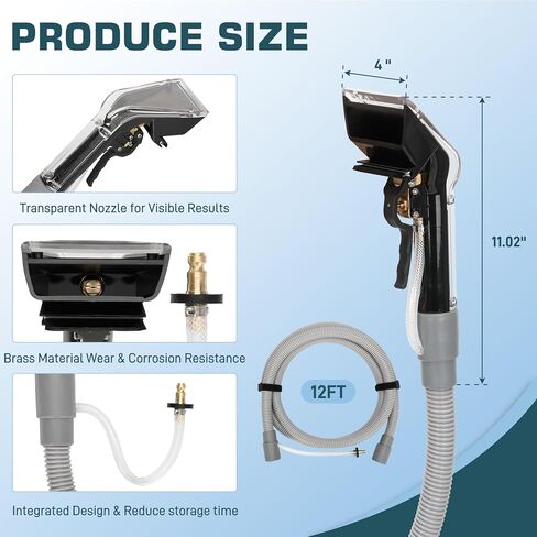 Universal Upholstery Tool Attachment with 12-ft Hose, Compatible with Rug Doctor Mighty Pro & X3 Commercial Carpet Cleaners, for Upholstery, Stairs, Rugs, Mattresses & Spot Cleaning in Kuwait