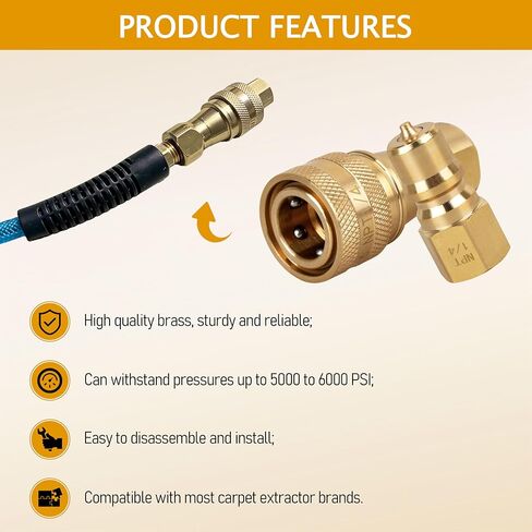 صمام توصيل سريع من النحاس مقاس 1/4 بوصة لمستخرج السجاد Mytee يناسب عصا تنظيف السجاد وحلمات التوصيل السريع NPT، مانعة للتسرب للتنظيف الاحترافي (قطعة واحدة) ﻿﻿ in Kuwait