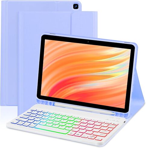 Tablet Case with Keyboard for Amazon Kindle Fire HD 10&10 Plus 11/13th Gen 10.1 inch,7 Color Rainbow Backlit Detachable Keyboard Magnetic Cover with Pen Slot HD 10 2021&2023 Dark Green+Black in Kuwait