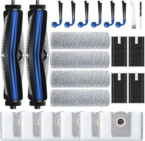 X9 PRO OMNI Accessories for ECOVACS DEEBOT X9 PRO OMNI / X9 PRO Robot Vacuum Replacement Parts Include 2*Main Roller Brushes, 4*Mopping Rollers, 6*Side Brushes, 4*HEPA Filters, 6*Dust Bags in Kuwait
