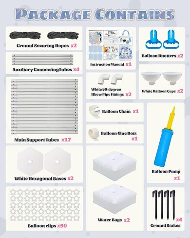 طقم حامل قوس بالون 6 في 1، حامل عمود بالون قابل للتعديل بطول 10.8 قدم مع قاعدة، طقم قوس بالون قابل لإعادة الاستخدام لتزيين خلفية الحفلات لأعياد الميلاد والخطوبة وحفلات الزفاف وحفلات استقبال المولود الجديد in Kuwait