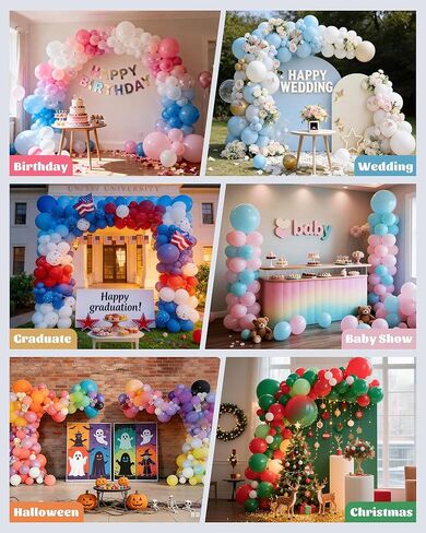 طقم حامل قوس بالون 6 في 1، حامل عمود بالون قابل للتعديل بطول 10.8 قدم مع قاعدة، طقم قوس بالون قابل لإعادة الاستخدام لتزيين خلفية الحفلات لأعياد الميلاد والخطوبة وحفلات الزفاف وحفلات استقبال المولود الجديد in Kuwait