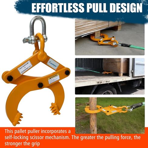 Industrial Pallet Puller Clamp,2204lbs Capacity Heavy Duty Scissor Clamp with 6" Jaw Opening,Compatible with Forklift Chains for Pulling Pallets,Wood & Trees in Kuwait