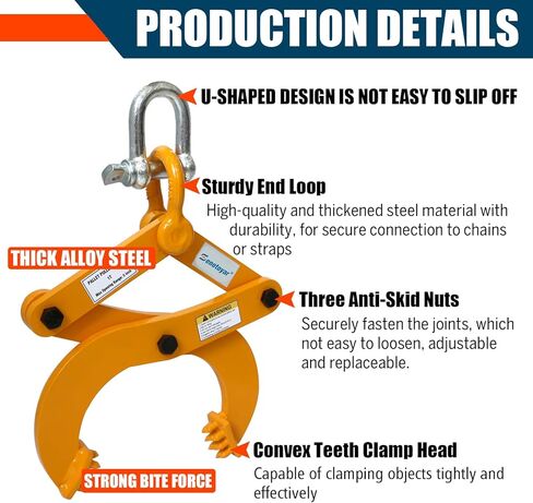 Industrial Pallet Puller Clamp,2204lbs Capacity Heavy Duty Scissor Clamp with 6" Jaw Opening,Compatible with Forklift Chains for Pulling Pallets,Wood & Trees in Kuwait