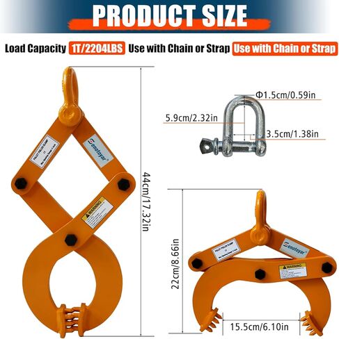 Industrial Pallet Puller Clamp,2204lbs Capacity Heavy Duty Scissor Clamp with 6" Jaw Opening,Compatible with Forklift Chains for Pulling Pallets,Wood & Trees in Kuwait
