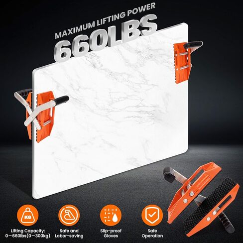 2 PACK Granite carrying clamps,Double handed stone carrying clamps,stone panel carriers Lifting Tools 660lbs Transporting Heavy Duty Carry Clamp for Glass Quartz Slabs Marble with Rubber-lined in Saudi Arabia