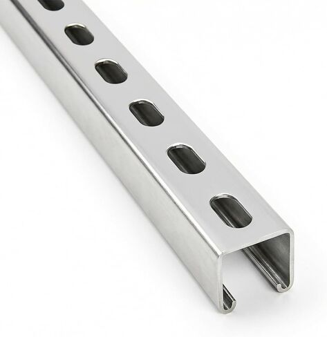 1-5/8" Strut Channel Trolley Track, 4.8 ft (57.5 in), 12 Gauge Metal Steel, Galvanized- High Zinc Coating with Spangle, Heavy-Duty U Channel with Short Slotted Back, Sturdy & Durable, 1 Pack in Kuwait