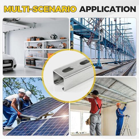 1-5/8" Strut Channel Trolley Track, 4.8 ft (57.5 in), 12 Gauge Metal Steel, Galvanized- High Zinc Coating with Spangle, Heavy-Duty U Channel with Short Slotted Back, Sturdy & Durable, 1 Pack in Kuwait