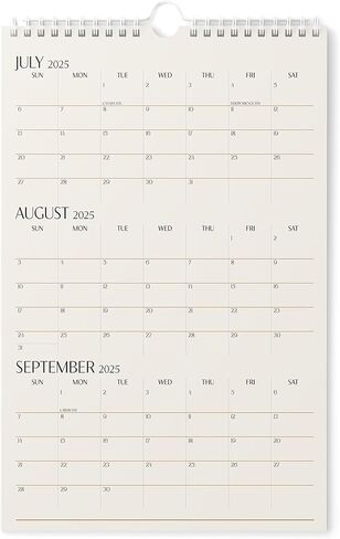 تقويم حائط لمدة 3 أشهر 2025-11x17 2025 يعمل حتى يونيو 2026 - تخطيط سهل مع تقويم 2025 لمدة 3 أشهر - تقويم جمالي لمدة 3 أشهر 2025-2026 - كارتو - بيج in Kuwait