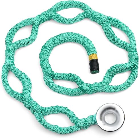 حبل رفع حلقة Arborist - 1.38 بوصة × 6.89 قدم، 70 كيلو نيوتن/15000 رطل، حلقة ألومنيوم أحادية الطرف و7 جيوب قابلة للتعديل، بوليستر أخضر عالي التحمل (حبل أخضر * 1 + حلقة ألومنيوم فضية * 1) in Kuwait