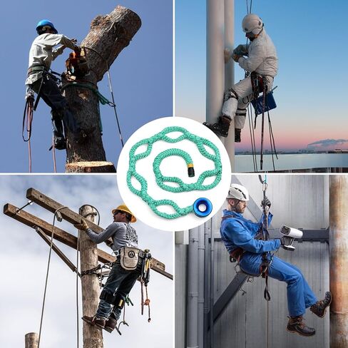 حبل رفع حلقة Arborist - 1.38 بوصة × 6.89 قدم، 70 كيلو نيوتن/15000 رطل، حلقة ألومنيوم أحادية الطرف و7 جيوب قابلة للتعديل، بوليستر أخضر عالي التحمل (حبل أخضر * 1 + حلقة ألومنيوم فضية * 1) in Kuwait