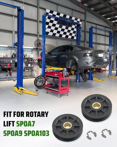 2-Post Lift Lower Pulley Sheave Kit Fit for Rotary Lift SPOA7 SPOA9 SPOA103, Include 2Pcs N377 Pulleys (Replaces FJ7116-1) and 2Pcs E-Rings in Saudi Arabia
