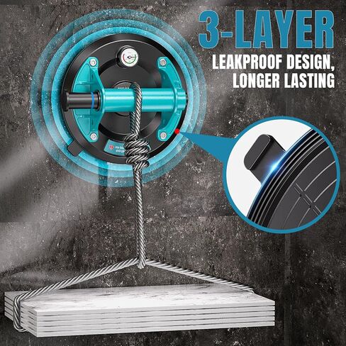 أكواب شفط 8 بوصة - 2 عبوة من أكواب شفط زجاجية شديدة التحمل بوزن 880 رطل للزجاج، أداة قوية لشفط البلاط الصناعي لرفع الزجاج والبلاط والجرانيت، وتتضمن حقيبة حمل in Kuwait