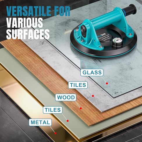 أكواب شفط 8 بوصة - 2 عبوة من أكواب شفط زجاجية شديدة التحمل بوزن 880 رطل للزجاج، أداة قوية لشفط البلاط الصناعي لرفع الزجاج والبلاط والجرانيت، وتتضمن حقيبة حمل in Kuwait