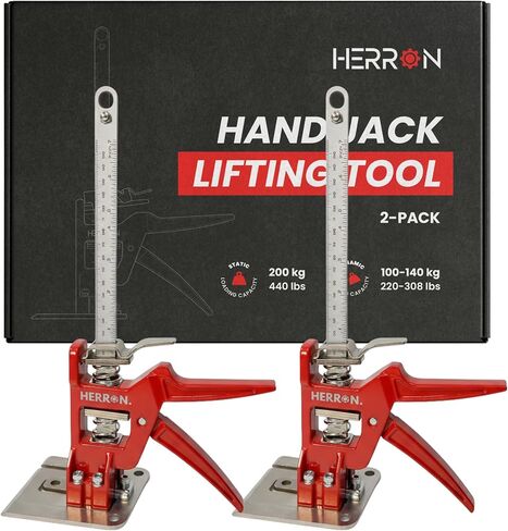 رافع خزانة أدوات رفع اليد من Herron مكون من قطعتين، ذراع توفير العمالة بمقياس قياس، سعة تحميل 440 رطل، ارتفاع الرفع 6 بوصات، رافع الأثاث، أداة رفع سريعة، جاك البناء in Kuwait