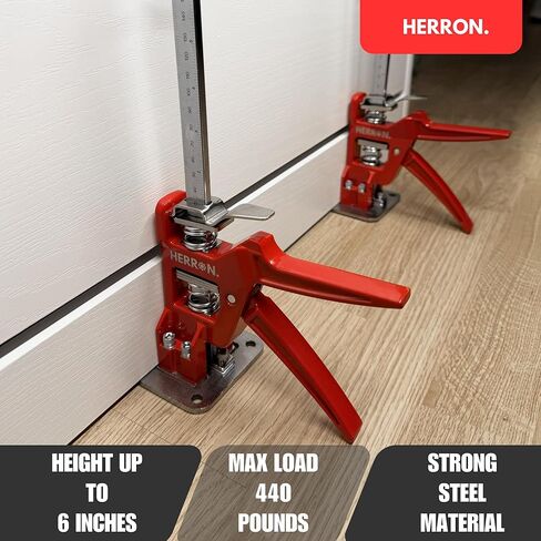 رافع خزانة أدوات رفع اليد من Herron مكون من قطعتين، ذراع توفير العمالة بمقياس قياس، سعة تحميل 440 رطل، ارتفاع الرفع 6 بوصات، رافع الأثاث، أداة رفع سريعة، جاك البناء in Kuwait