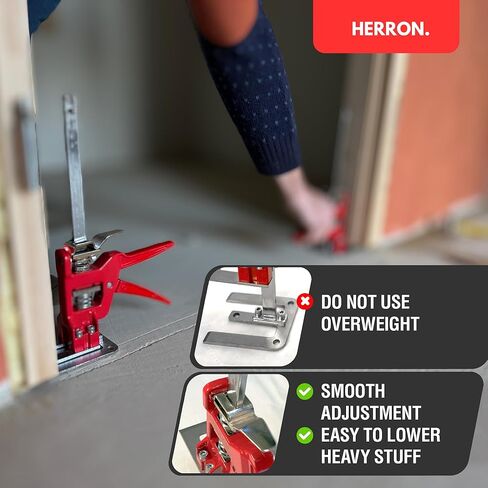 رافع خزانة أدوات رفع اليد من Herron مكون من قطعتين، ذراع توفير العمالة بمقياس قياس، سعة تحميل 440 رطل، ارتفاع الرفع 6 بوصات، رافع الأثاث، أداة رفع سريعة، جاك البناء in Kuwait