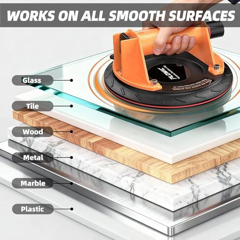 أكواب شفط زجاجية عالية التحمل: رافع أكواب شفط من البلاط مقاس 8 بوصات مع مقبض ومضخة، أداة أكواب فراغ بسعة تحميل 440 رطلًا لرفع الزجاج الكبير والبلاط والجرانيت والنافذة والزجاج الأمامي (عبوتان) in Kuwait