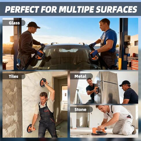 أكواب شفط زجاجية عالية التحمل: رافع أكواب شفط من البلاط مقاس 8 بوصات مع مقبض ومضخة، أداة أكواب فراغ بسعة تحميل 440 رطلًا لرفع الزجاج الكبير والبلاط والجرانيت والنافذة والزجاج الأمامي (عبوتان) in Kuwait