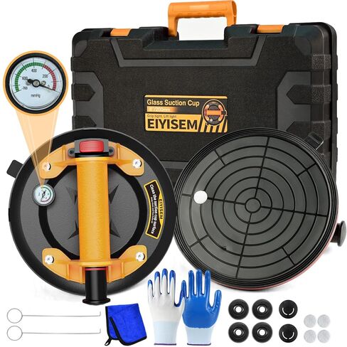 أكواب شفط للزجاج والبلاط، كوب شفط عالي التحمل مقاس 8 بوصات مع مضخة/مقياس، تصميم من 3 طبقات يحمل رافعًا للفراغ بوزن 880 رطلًا للجرانيت الكبير والمعادن والنوافذ وتركيب سطح الطاولة in Kuwait