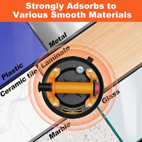 أكواب شفط للزجاج والبلاط، كوب شفط عالي التحمل مقاس 8 بوصات مع مضخة/مقياس، تصميم من 3 طبقات يحمل رافعًا للفراغ بوزن 880 رطلًا للجرانيت الكبير والمعادن والنوافذ وتركيب سطح الطاولة in Kuwait