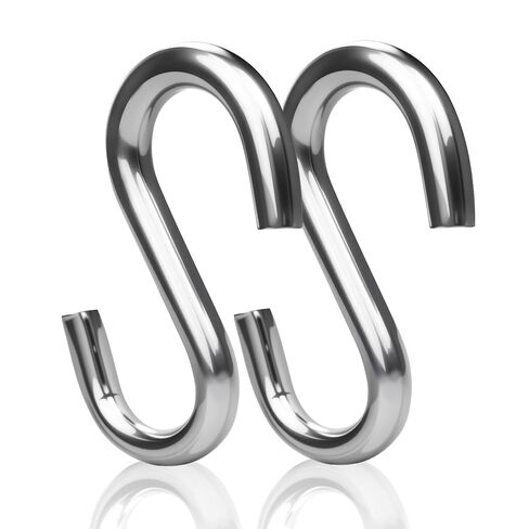 3.2 Inch Heavy Duty S Hooks (2-Pack), 550LB Capacity 304 Stainless Steel Hanging Hooks, Utility S-Hook for Hammock, Swing, Garage Storage, Outdoor Use in Saudi Arabia