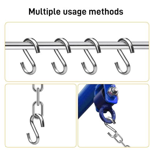 3.2 Inch Heavy Duty S Hooks (2-Pack), 550LB Capacity 304 Stainless Steel Hanging Hooks, Utility S-Hook for Hammock, Swing, Garage Storage, Outdoor Use in Saudi Arabia