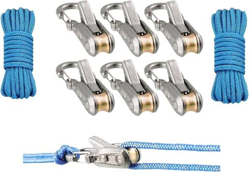6 قطع من أدوات ضبط باراكورد، حبل مع شداد دوار لربط سهل وآمن، ربط للأسفل للتخييم، الأقمشة، خطوط الرجل، القوارب والعتاد الخارجي - يشمل الحبل وحقيبة الحمل in Kuwait