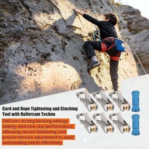 6 قطع من أدوات ضبط باراكورد، حبل مع شداد دوار لربط سهل وآمن، ربط للأسفل للتخييم، الأقمشة، خطوط الرجل، القوارب والعتاد الخارجي - يشمل الحبل وحقيبة الحمل in Kuwait