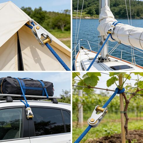 6 قطع من أدوات ضبط باراكورد، حبل مع شداد دوار لربط سهل وآمن، ربط للأسفل للتخييم، الأقمشة، خطوط الرجل، القوارب والعتاد الخارجي - يشمل الحبل وحقيبة الحمل in Kuwait