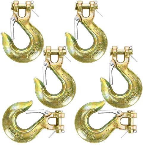Lawei 6 عبوات 3/8 بوصة Clevis خطاف منزلق مع مزلاج أمان، G70 خطافات سلسلة فولاذية مزورة، خطاف سحب صلب شديد التحمل لنقل ونش مقطورة الشاحنة، سعة 18000 رطل، خطافات مطلية بالزنك الأصفر in Saudi Arabia