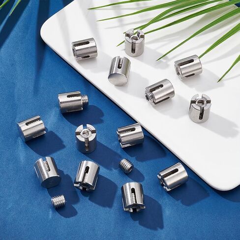 25pcs 1/8" Cable Cross Clamps Fitted with 5mm Hex Socket Grub Screws, T316 Stainless Steel Cross Cable Clamps for 3mm Wire Rope or Rod Fittings, No Drilling Clips for Wire Trellis Kits in Saudi Arabia