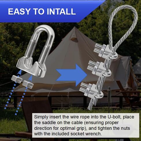 20 Pcs 1/8 inch Stainless Steel Wire Rope Cable Clamp Clips,Wire Rope Clamp for Various Commercial, Industrial, and Residential Projects. (M3, 20) in Kuwait